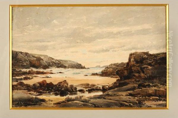 Bord De Mer En Bretagne Oil Painting by Auguste Allonge