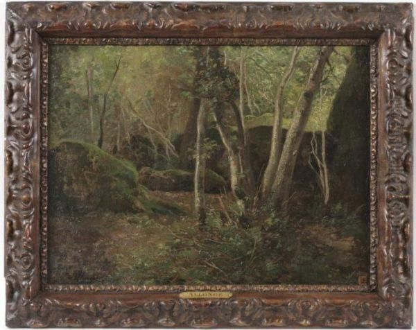 Rochers A Fontainebleau Oil Painting by Auguste Allonge