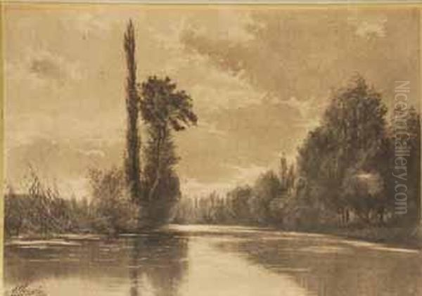 Paisaje Fluvial Oil Painting by Auguste Allonge