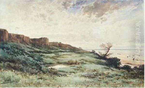 Paysage De Bord De Mer Oil Painting by Auguste Allonge