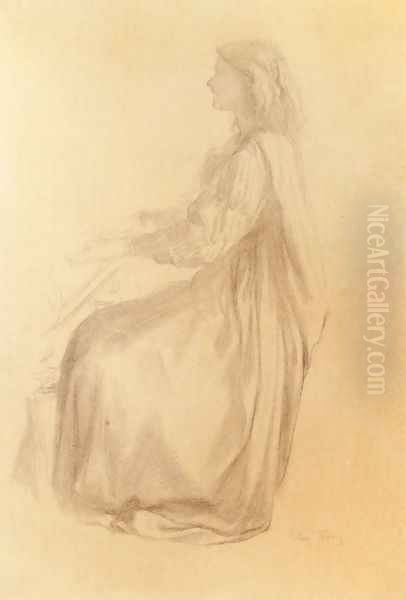 Ellen Terry At The Piano Oil Painting by George Frederick Watts