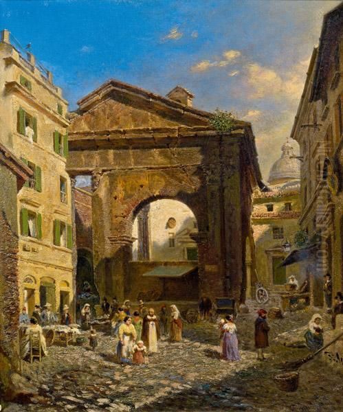 Porticus Der Oktavia In Rom Oil Painting by Franz Alt