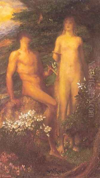 Adam and Eve Before The Temptation Oil Painting by George Frederick Watts