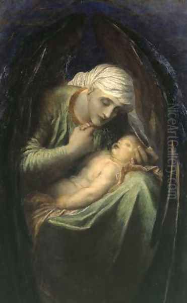 Death Crowning Innocence Oil Painting by George Frederick Watts