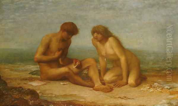 Tasting the First Oyster, c.1883 Oil Painting by George Frederick Watts