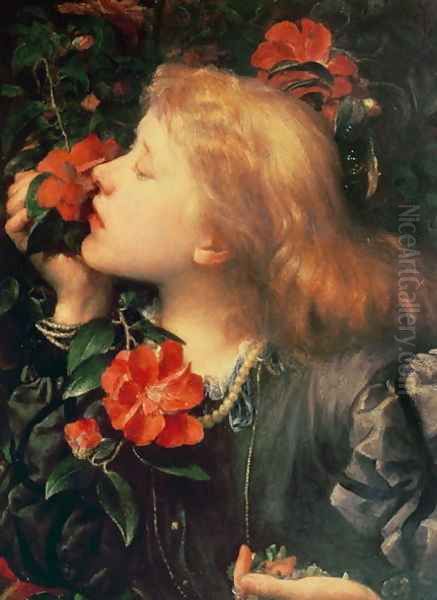 Portrait of Dame Ellen Terry (1847-1928) c.1864 Oil Painting by George Frederick Watts