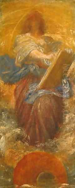 A Recording Angel Oil Painting by George Frederick Watts