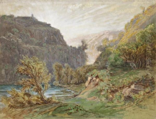 Vue De Tivoli Oil Painting by Auguste-Paul-Charles Anastasi