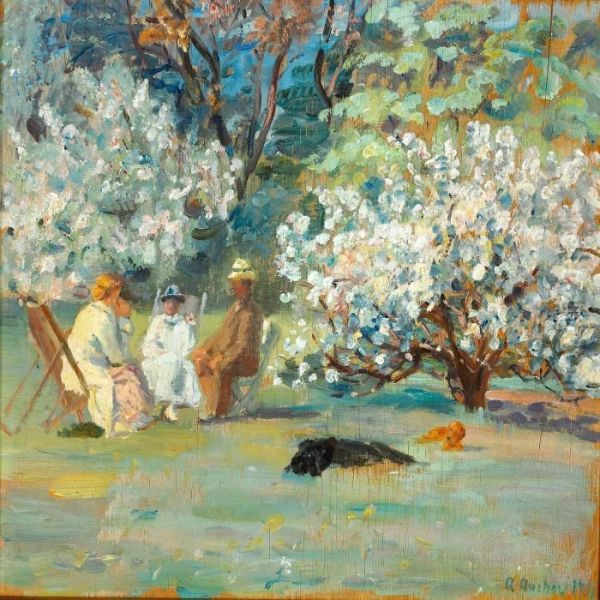 Summer Day In Brondum's Garden Oil Painting by Anna Ancher