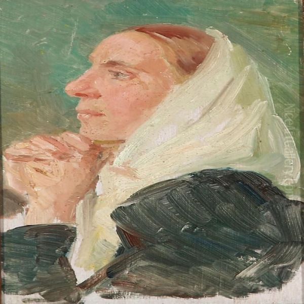 Portrait Of Martha Lundholm Oil Painting by Anna Ancher