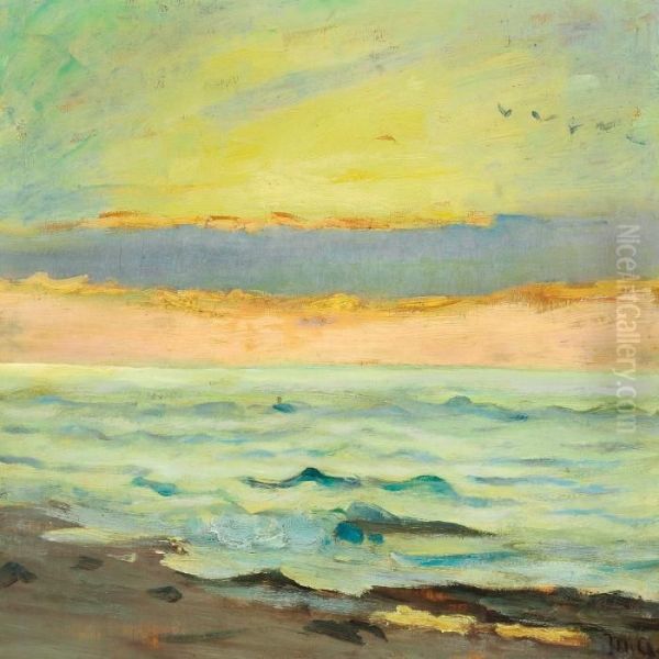 View From The Beach Over The Sea Oil Painting by Michael Ancher