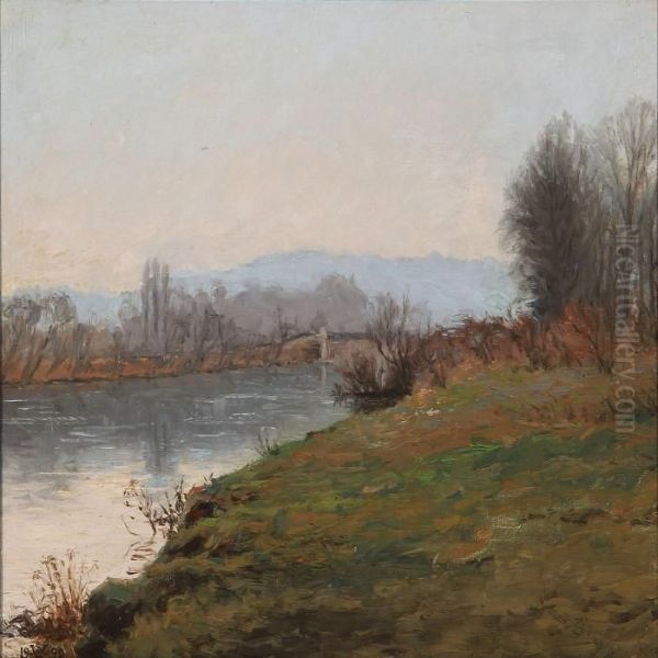 View From A Creek Oil Painting by Wilhelm Andersen