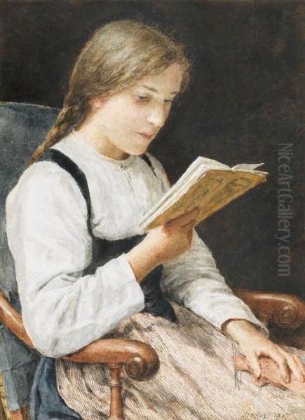 Lesendes Madchen Oil Painting by Albert Anker