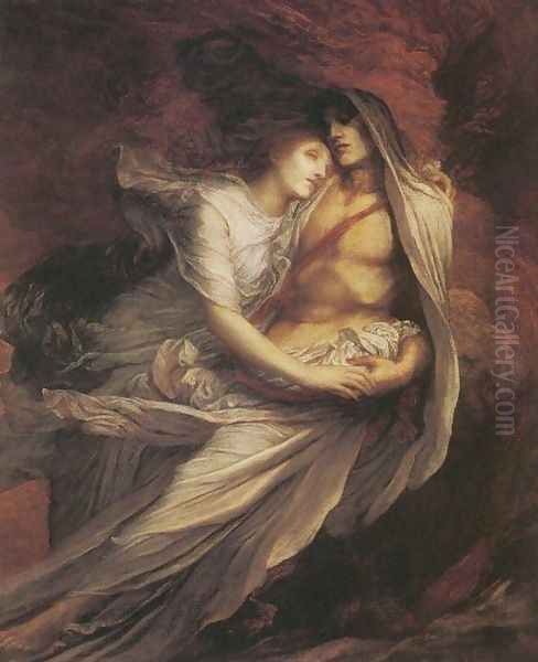 Paolo and Francesca, 1872-75 Oil Painting by George Frederick Watts