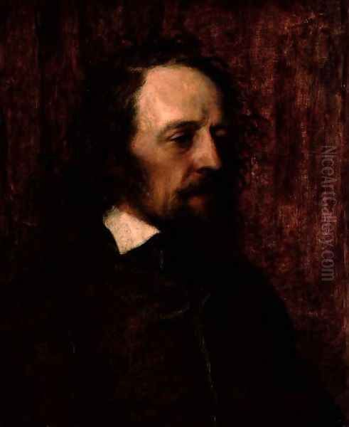 Alfred, Lord Tennyson (1809-92) 1858 Oil Painting by George Frederick Watts