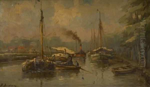 Remorqueur Au Port Oil Painting by Henri Arden