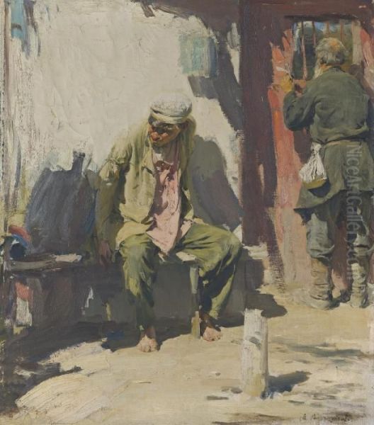 Beggars Oil Painting by Abram Efimovich Arkhipov