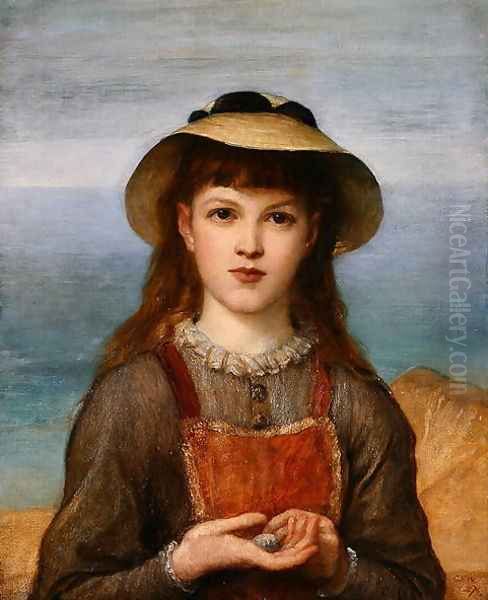 Study- Head of a Girl, 1876 Oil Painting by George Frederick Watts