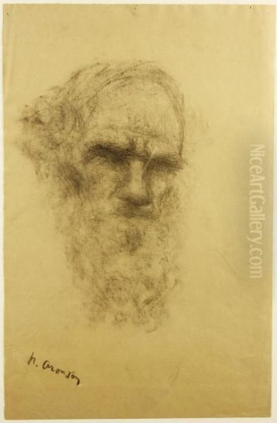 Lev Tolstoi Oil Painting by Naum Lvovich Aronson