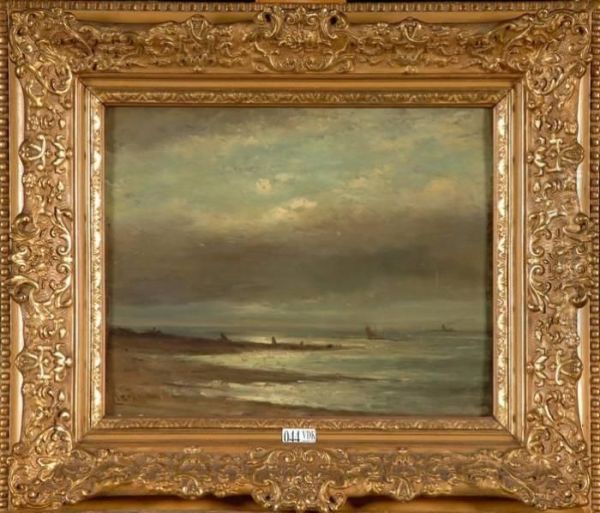 Marine Au Crepuscule Oil Painting by Louis Artan De Saint-Martin