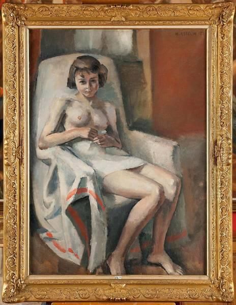 Jeune Fille Nue Assise Dans Un Fauteuil Oil Painting by Maurice Asselin