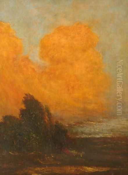 Evening Landscape, c.1890 Oil Painting by George Frederick Watts