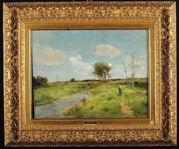 Le Canal Des Prairies Oil Painting by Vittorio Avondo