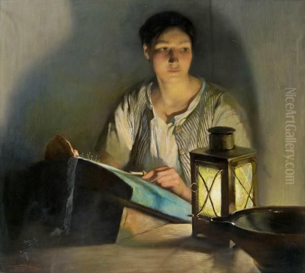 La Dentelliere Oil Painting by Firmin Baes