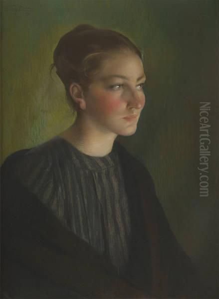 Portrait De Jeune Fille Oil Painting by Firmin Baes