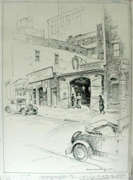 Blacksmith's Shop At 147 East 41st Street Oil Painting by Vernon Howe Bailey