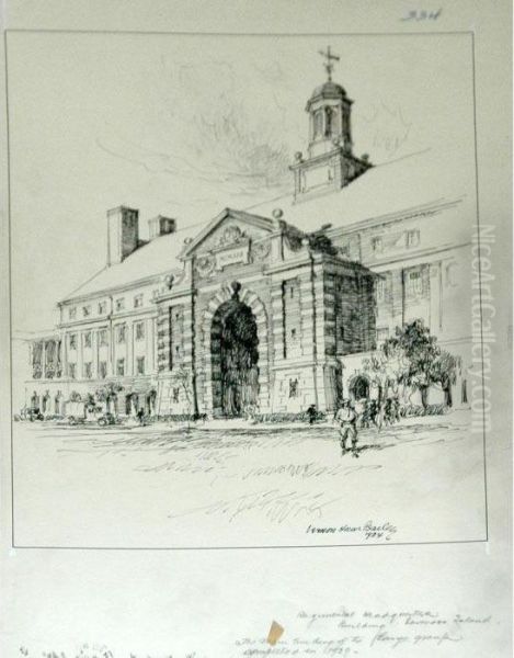 Regimental Headquarter Building, Governor's Island Oil Painting by Vernon Howe Bailey