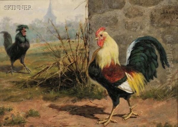 And Cockfight Oil Painting by William Baptiste Baird