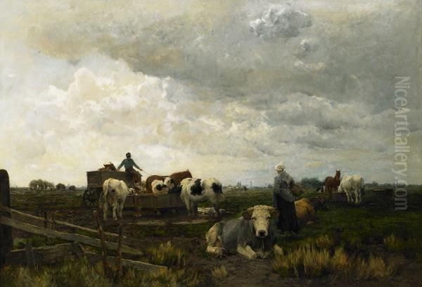 Spring Day In The Fields Oil Painting by Hermann Baisch