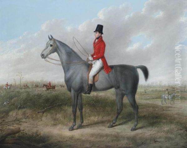 A Gentleman On His Grey Hunter, A Hunt Beyond Oil Painting by James Walsham Baldock