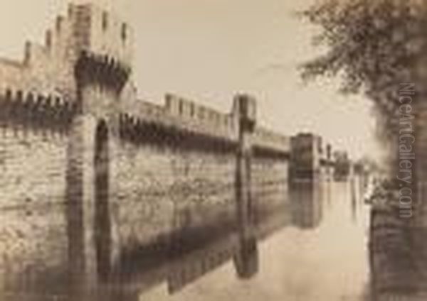 Les Remparts A Avignon (inondations Sous Les Murs D'avignon) Oil Painting by Edouard Denis Baldus