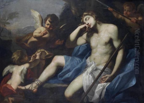 Adonis Sleeping Oil Painting by Antonio Balestra