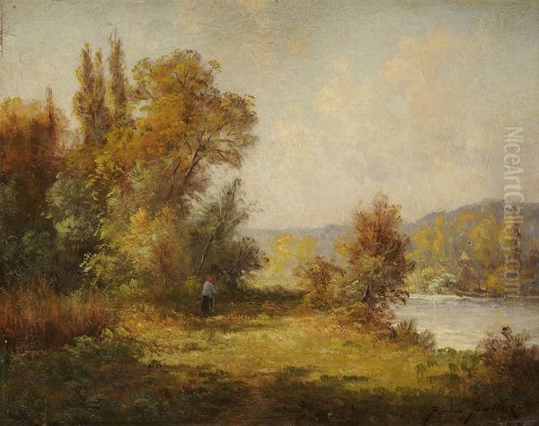 La Seine A Triel, Matinee D'automne Oil Painting by Pierre Ernest Ballue