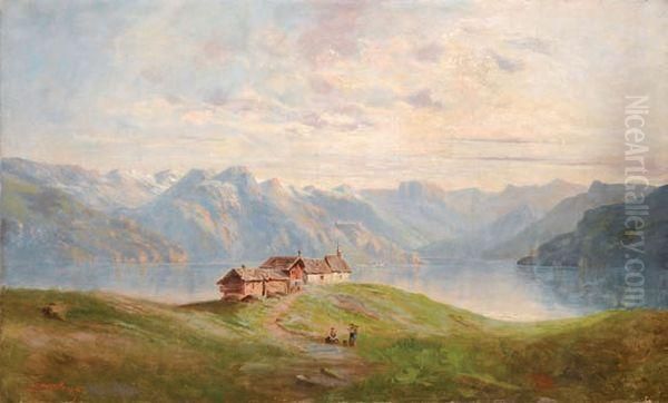 Bord De Lac Anime Oil Painting by Armand Auguste Balouzet