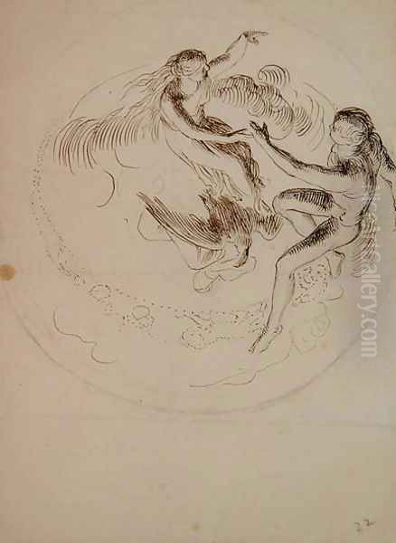 Study for a circular ceiling decoration Oil Painting by George Frederick Watts