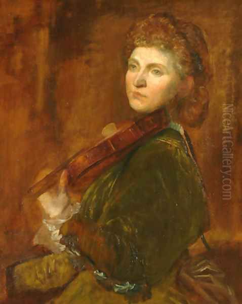 Portrait of violinist Wilma Neruda a.k.a Lady Hallé Oil Painting by George Frederick Watts