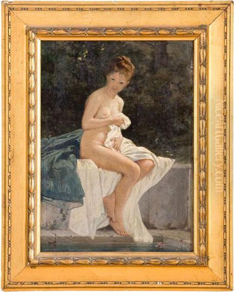 Fanciulla Al Bagno Oil Painting by Nicolo Barabino