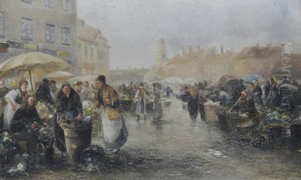 The Market Square Oil Painting by Emil Barbarini