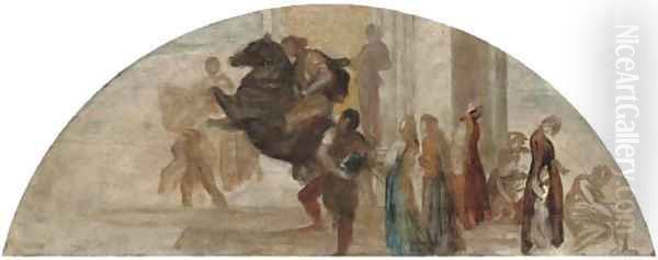 Composition sketch for an unexecuted mural Oil Painting by George Frederick Watts