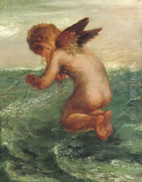 Good Luck to your Fishing Oil Painting by George Frederick Watts