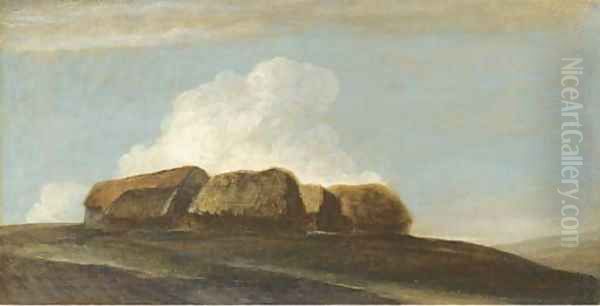 Haystacks (Study on Brighton Downs) Oil Painting by George Frederick Watts