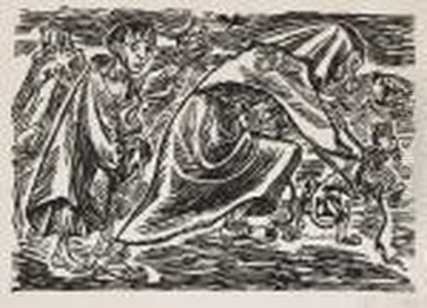 Hundefangerin Oil Painting by Ernst Barlach