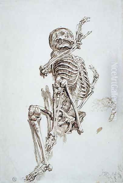 A Human Skeleton Oil Painting by James Ward