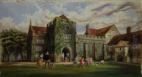 Elizabethan Children Playing Football Oil Painting by James Ward