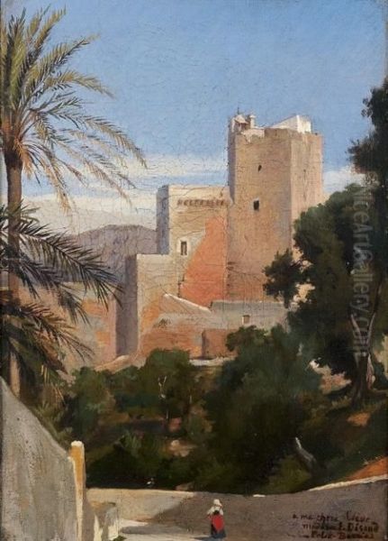 Vue De Terracine Oil Painting by Felix Joseph Barrias