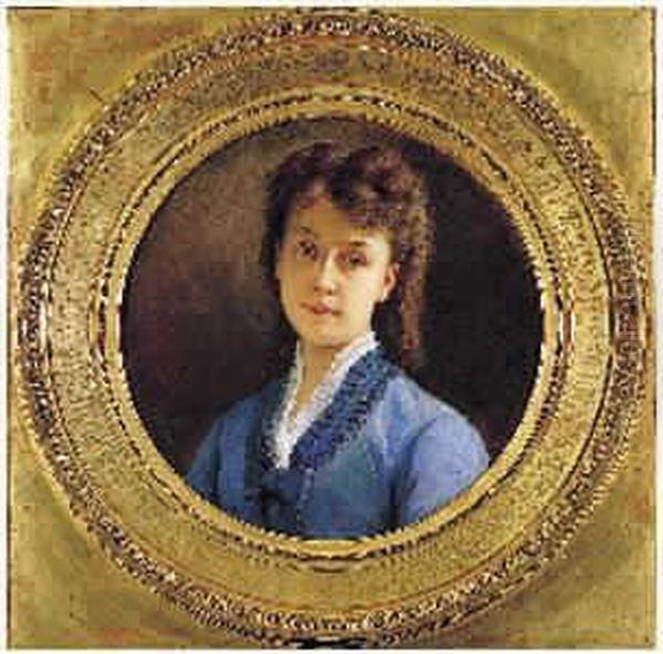 Jeune Femme En Bleu Oil Painting by Felix Joseph Barrias